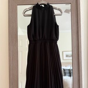 Sam Edelman Maxi Pleated DRESS high neck Black cocktail wedding guest 0 XS
